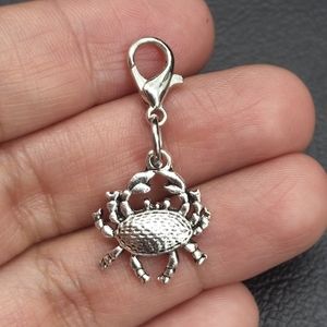 Crab clip on charms planner charm zipper seafood journal silver